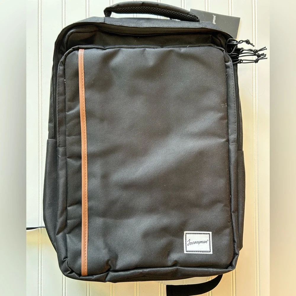 Journeyman Backpack Black Brown Laptop Travel School Organize NWT